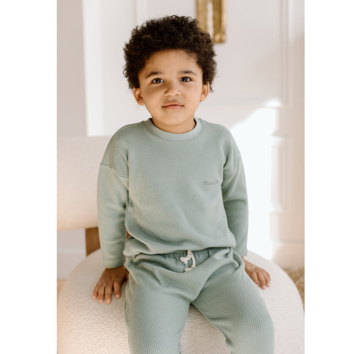 Waffle Long Sleeve Top - Seafoam Green