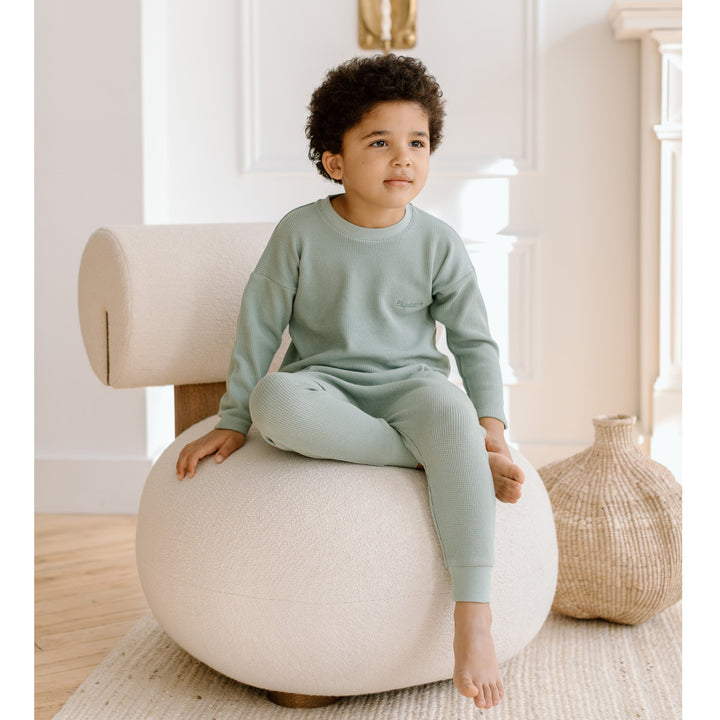 Waffle Long Sleeve Top - Seafoam Green