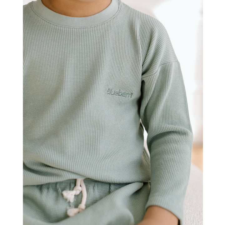 Waffle Long Sleeve Top - Seafoam Green