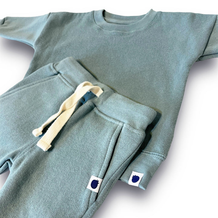 Fleece Crewneck & Sweatpants Set - Sky Blue