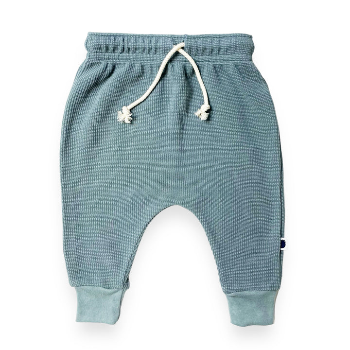 Waffle Long-Sleeve Top & Waffle Harem Pant Set - Sky Blue
