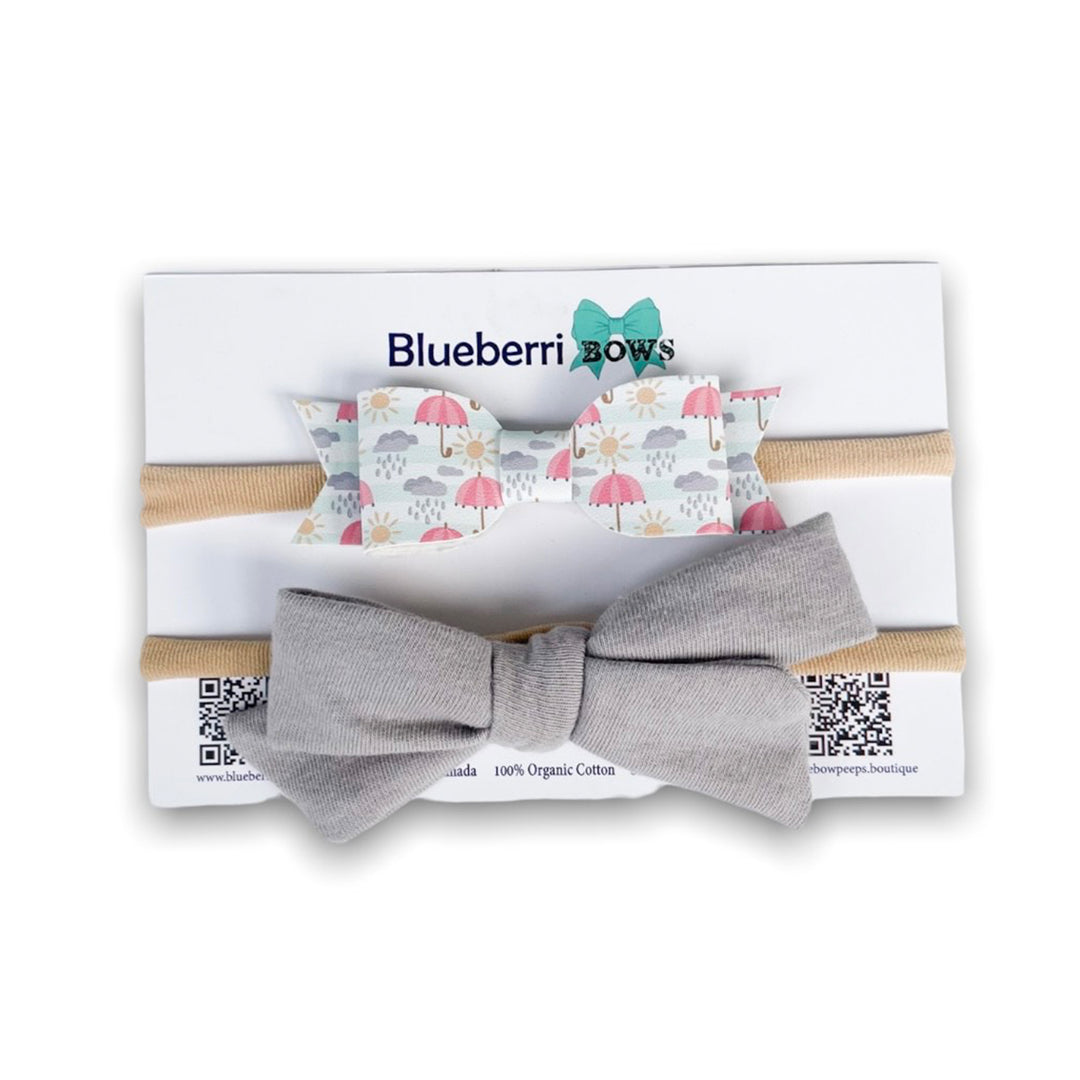 Blueberri Bow Set - Opal Grey