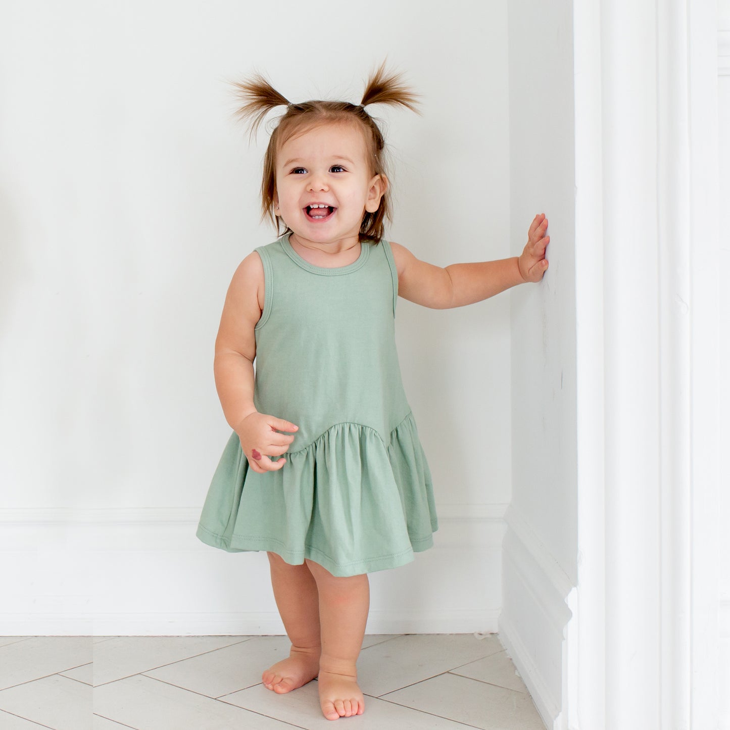 Ruffle Hem Dress - Seafoam Green