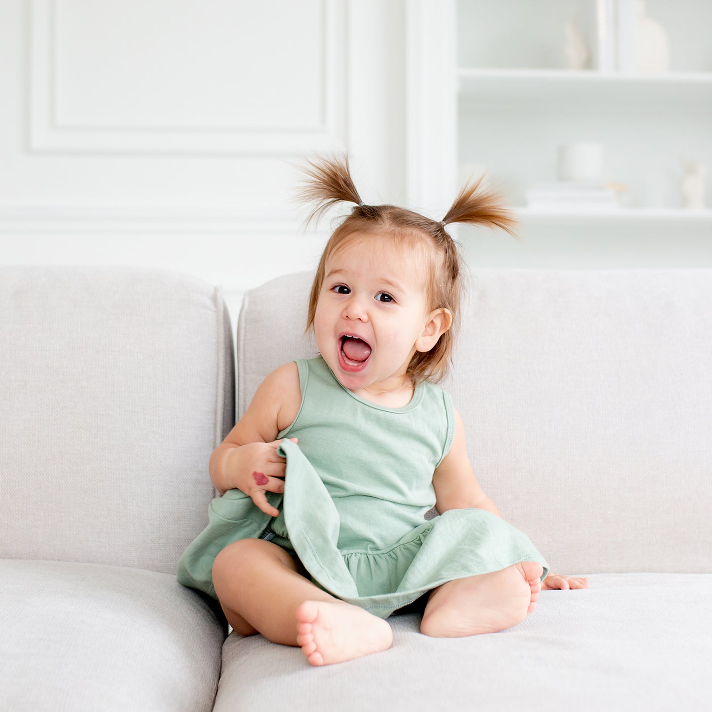 Ruffle Hem Dress - Seafoam Green