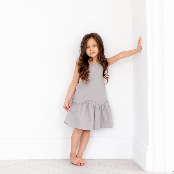 Ruffle Hem Dress - Opal Grey