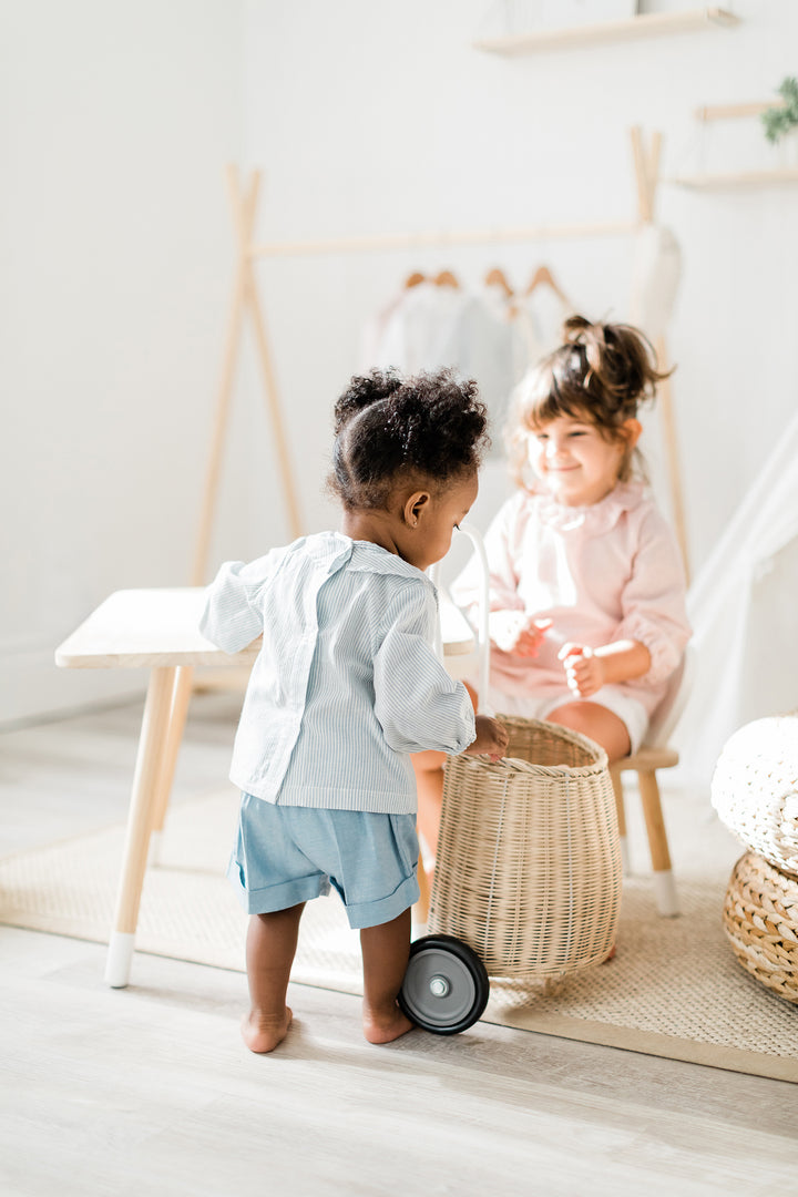 Classic Ruffle Shirt for Babies & Kids - Pink Stripe