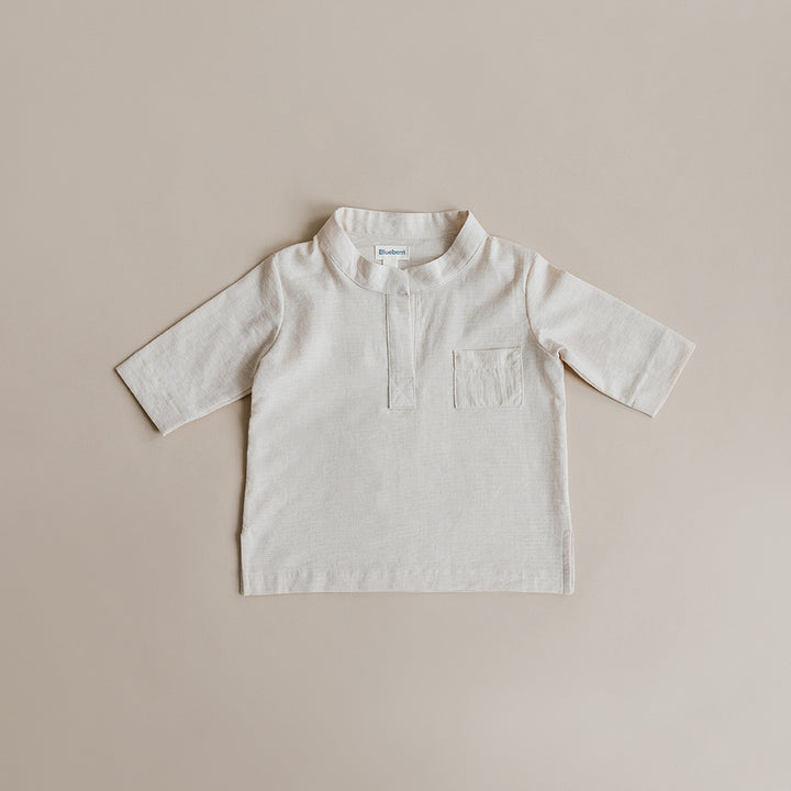 Mandarin Collar Shirt - Oatmeal