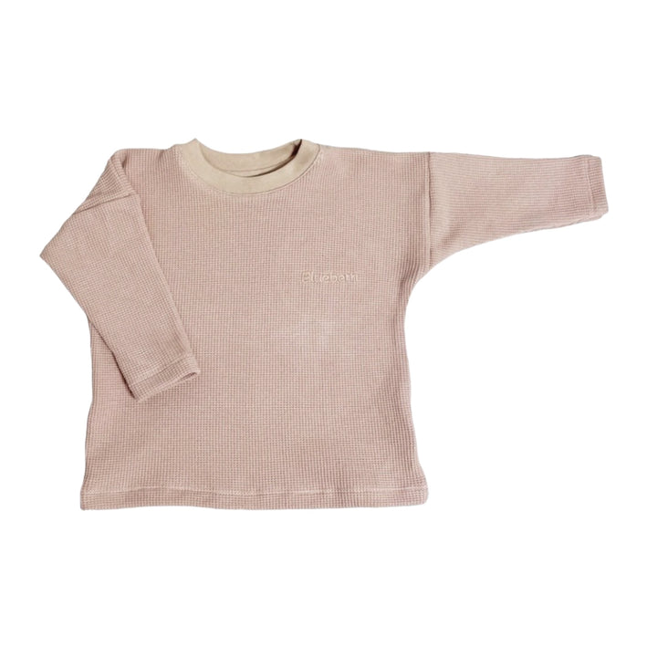 Waffle Long Sleeve Top - Dusty Rose