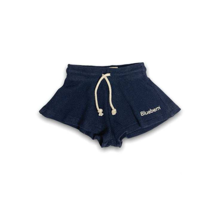 Waffle Flared Shorts - Blueberry Blue