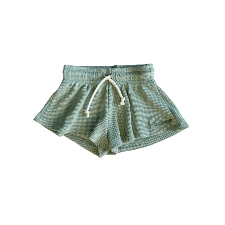 Waffle Flared Shorts - Seafoam Green
