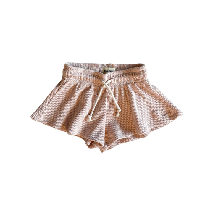 Waffle Flared Shorts - Dusty Rose