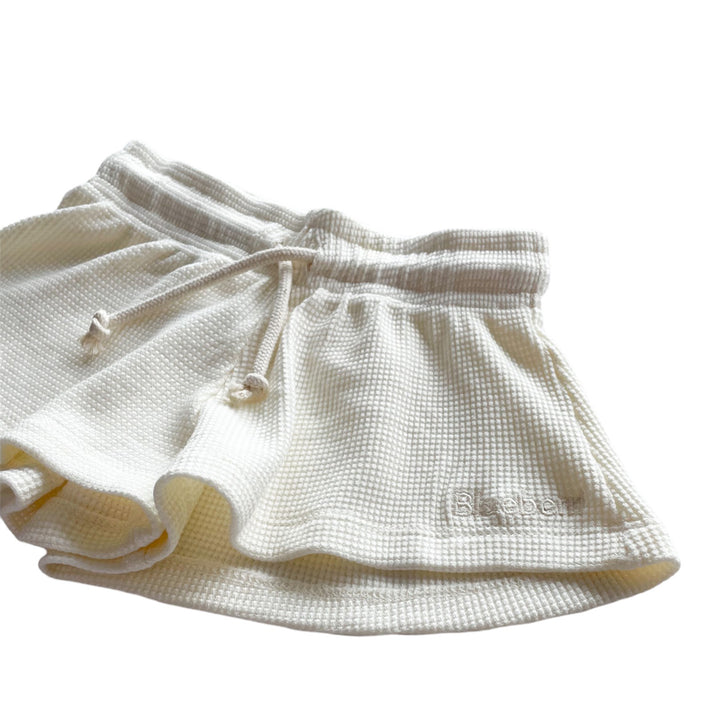 Waffle Flared Shorts - Antique White