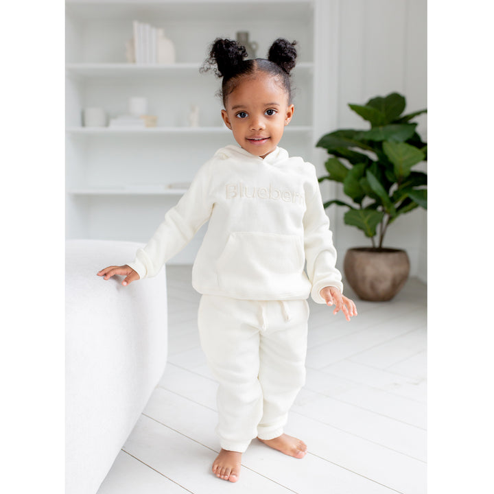 Unisex Hoodie And Sweatpant Fleece Set - Antique White