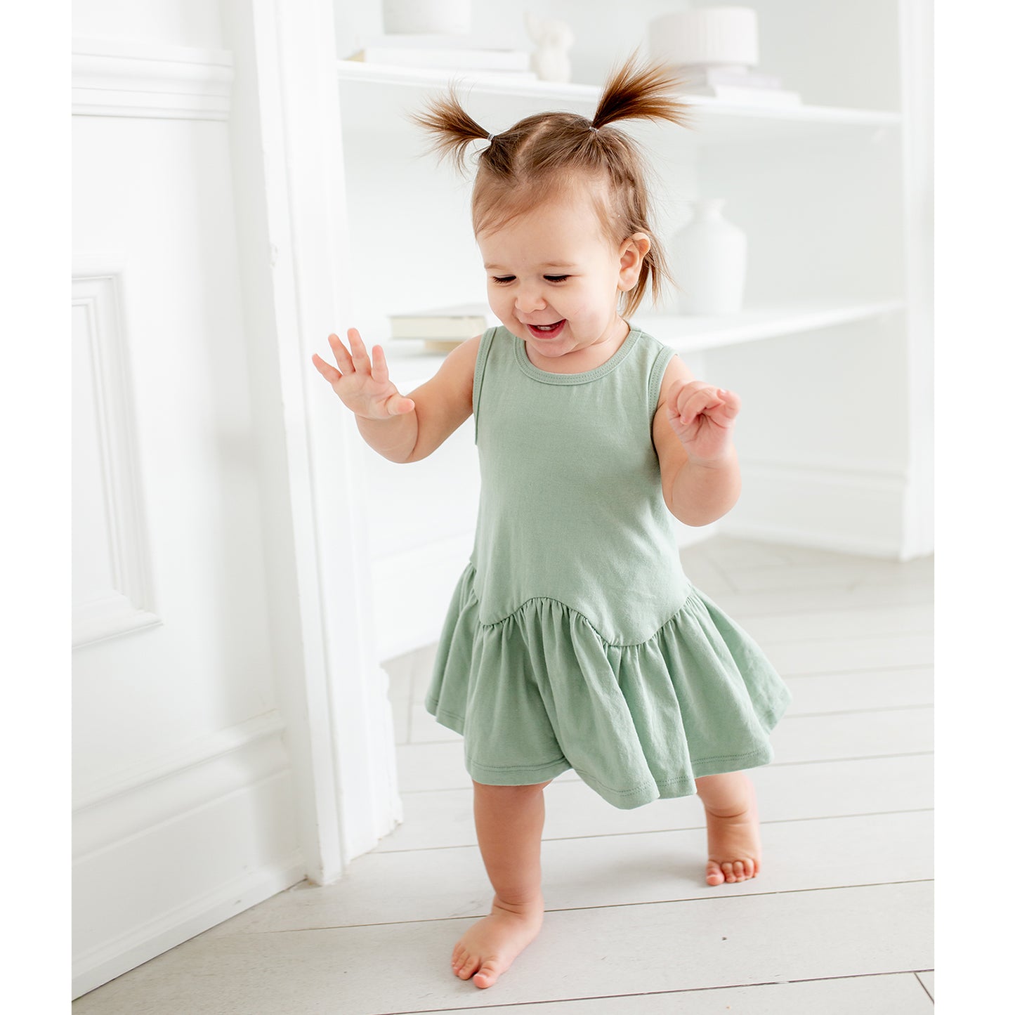 Ruffle Hem Dress - Seafoam Green