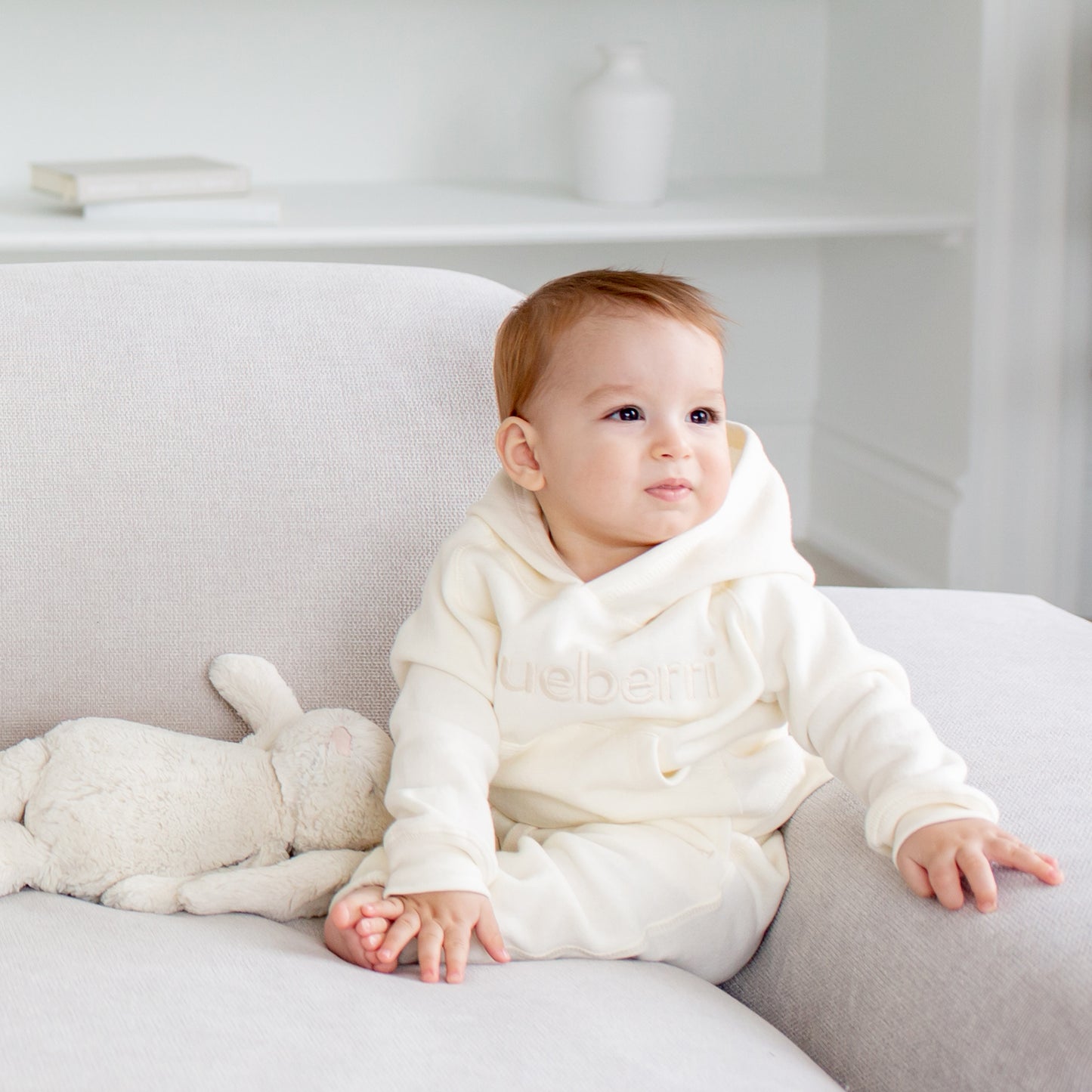 UNISEX HOODIE AND SWEATPANT FLEECE SET - ANTIQUE WHITE