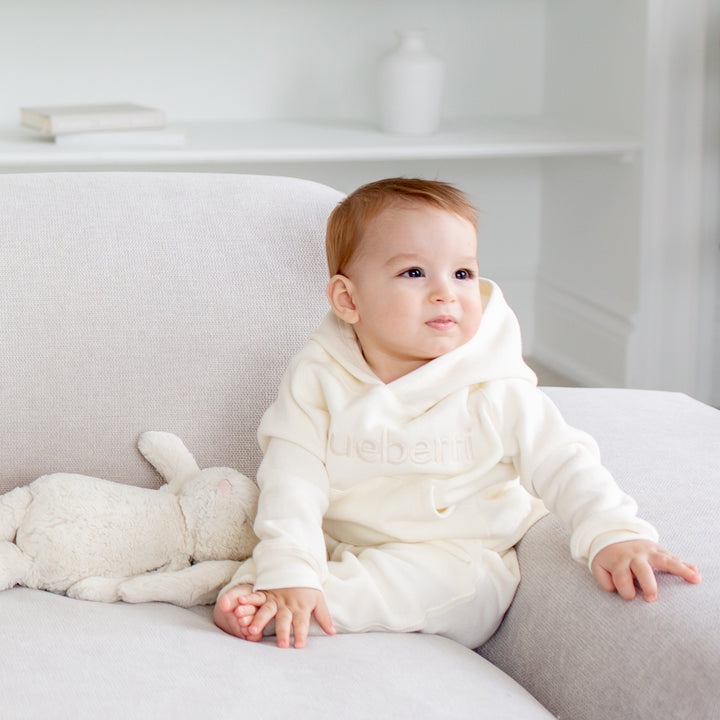 Unisex Hoodie And Sweatpant Fleece Set - Antique White