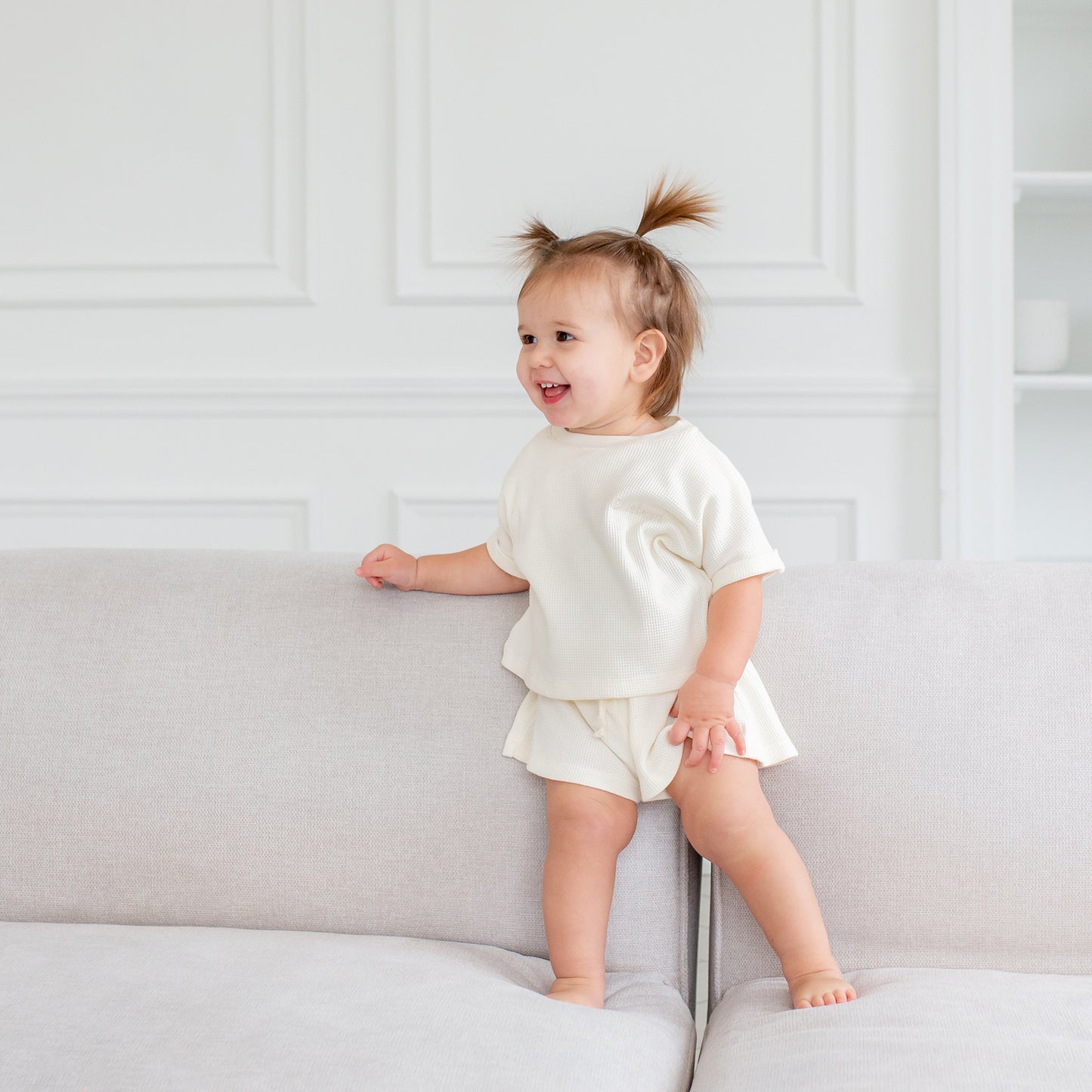 Waffle Seamless Top - Antique White