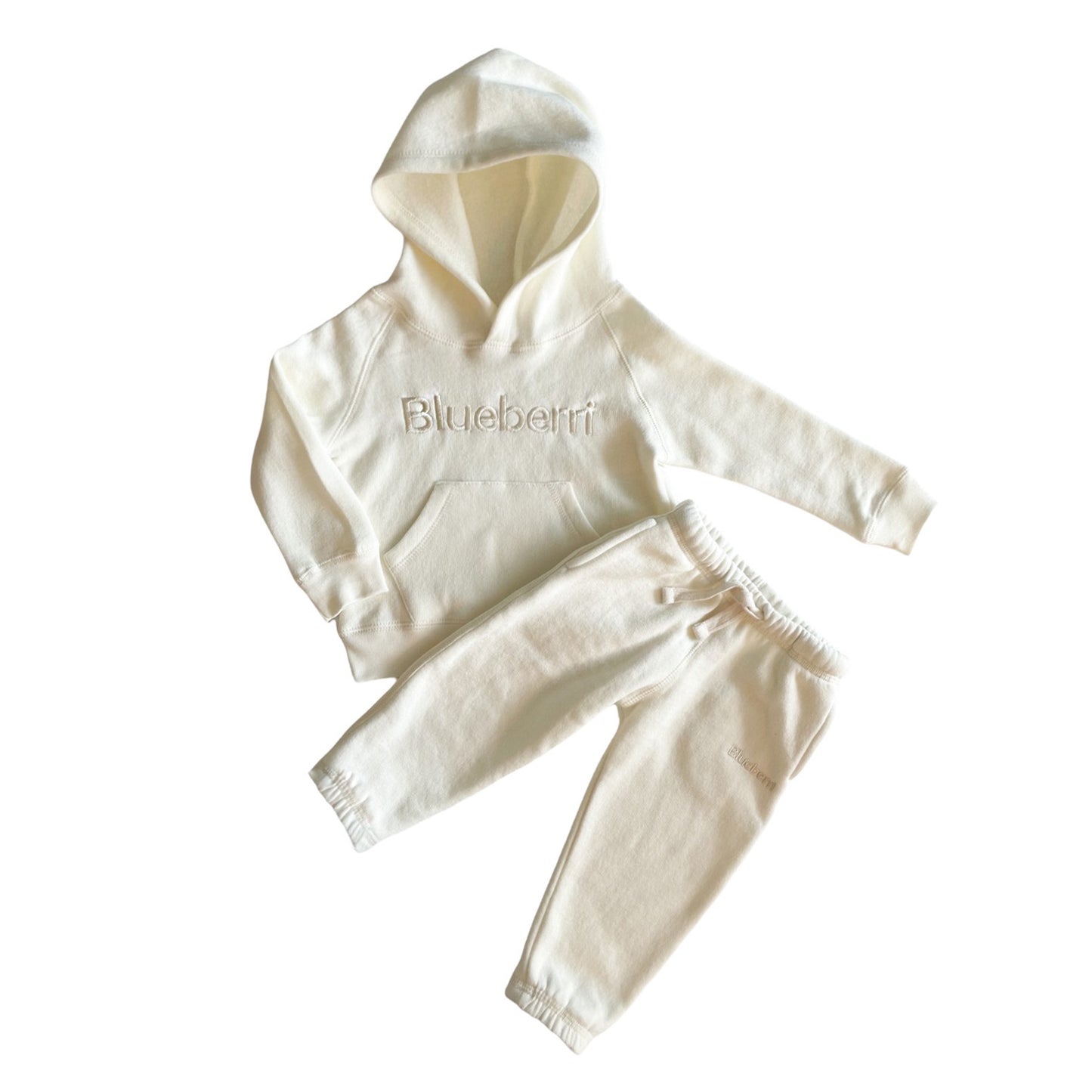 UNISEX HOODIE AND SWEATPANT FLEECE SET - ANTIQUE WHITE