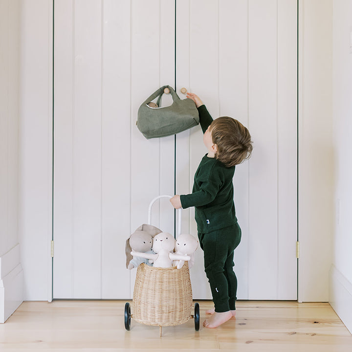 Waffle Long-Sleeve Top & Waffle Harem Pant Set - Forest Green