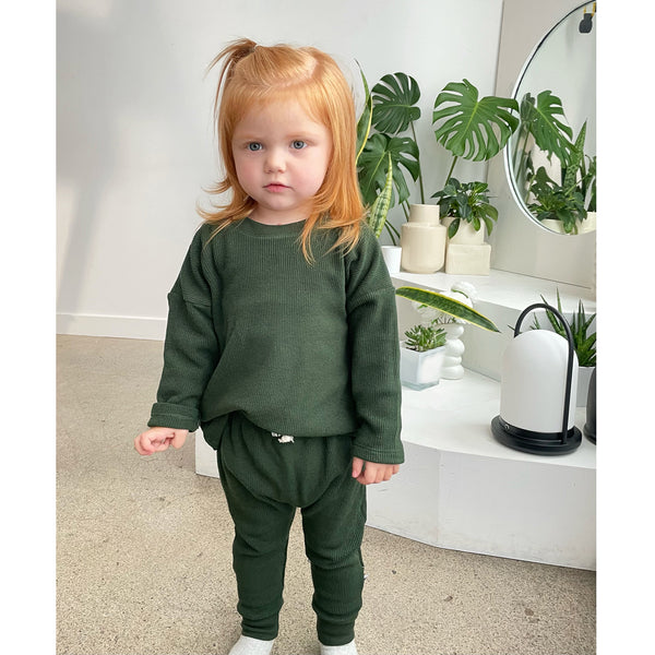 Waffle Long-Sleeve Top & Waffle Harem Pant Set