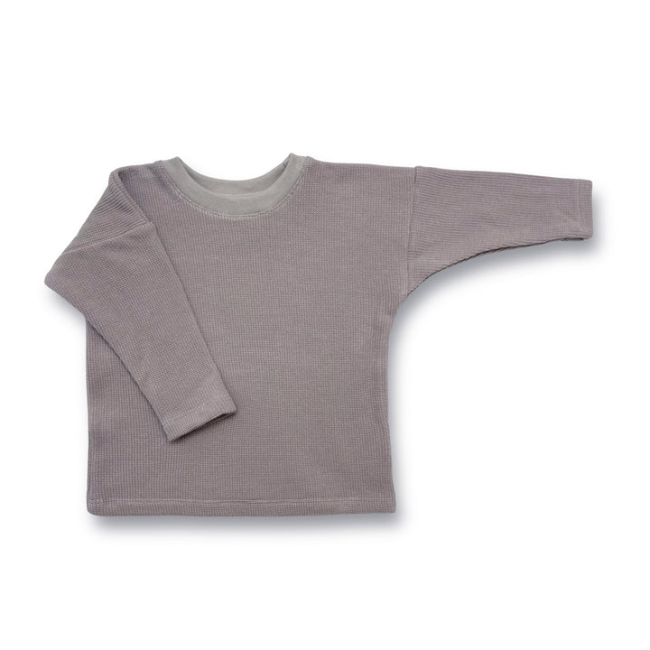 Waffle Long Sleeve Top - Opal Grey