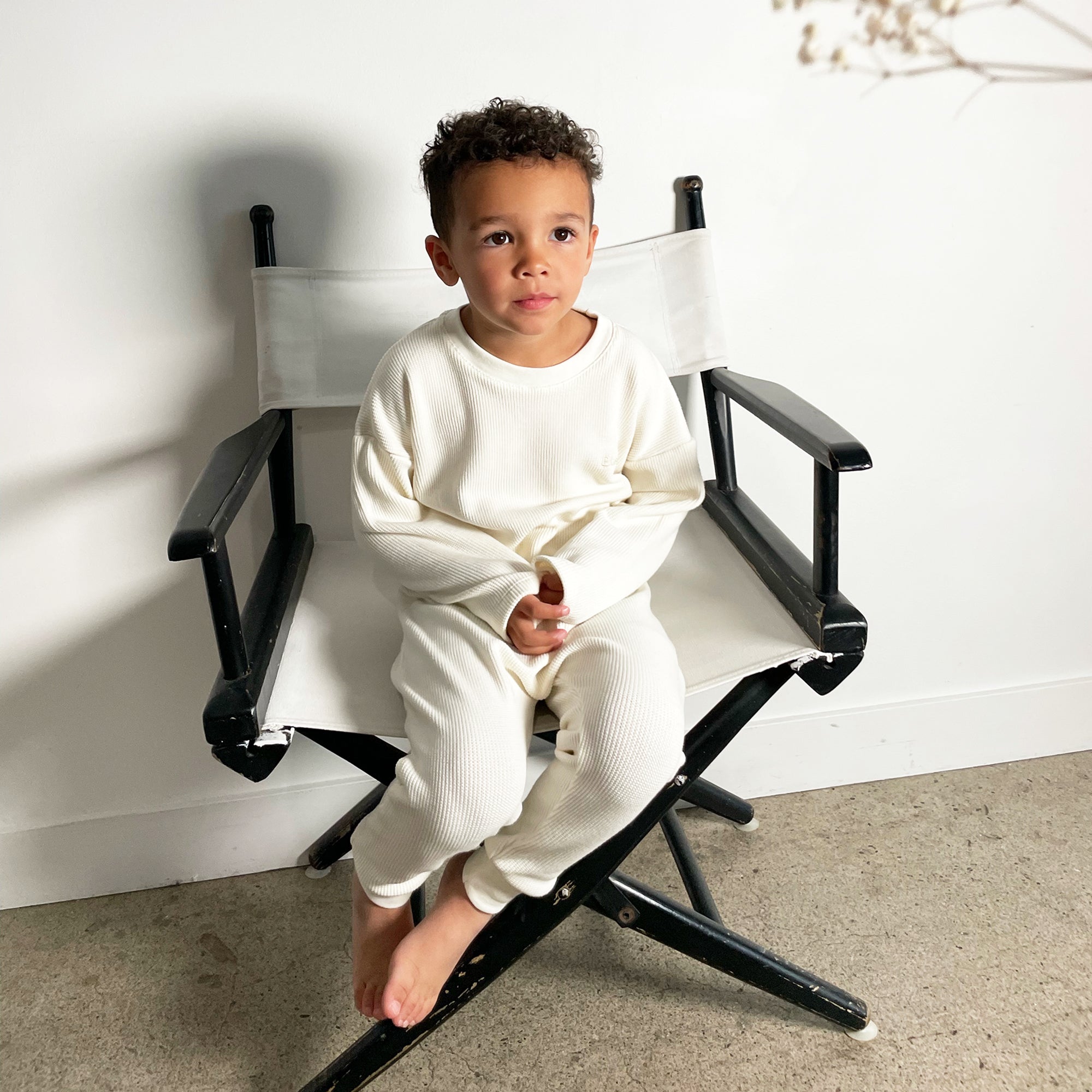 Waffle Harem Pants for Babies & Kids - Antique White | Blueberri.ca
