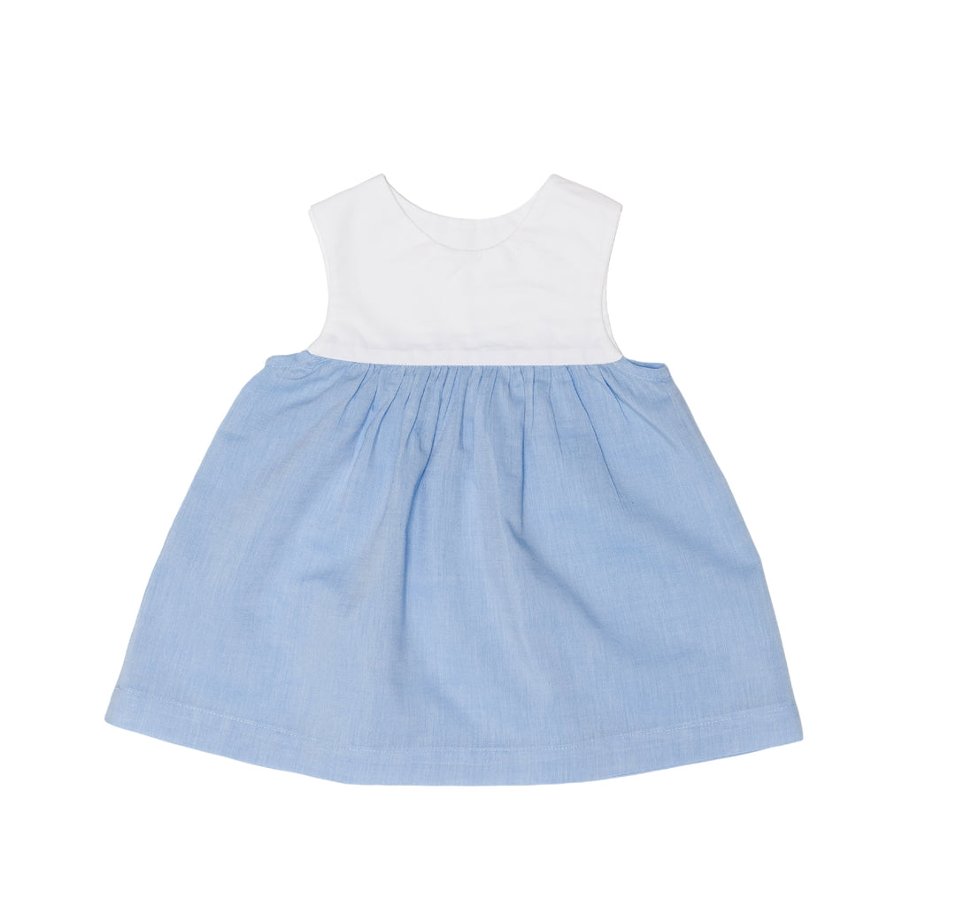 Contrast Yoke Dress – Baby Blue