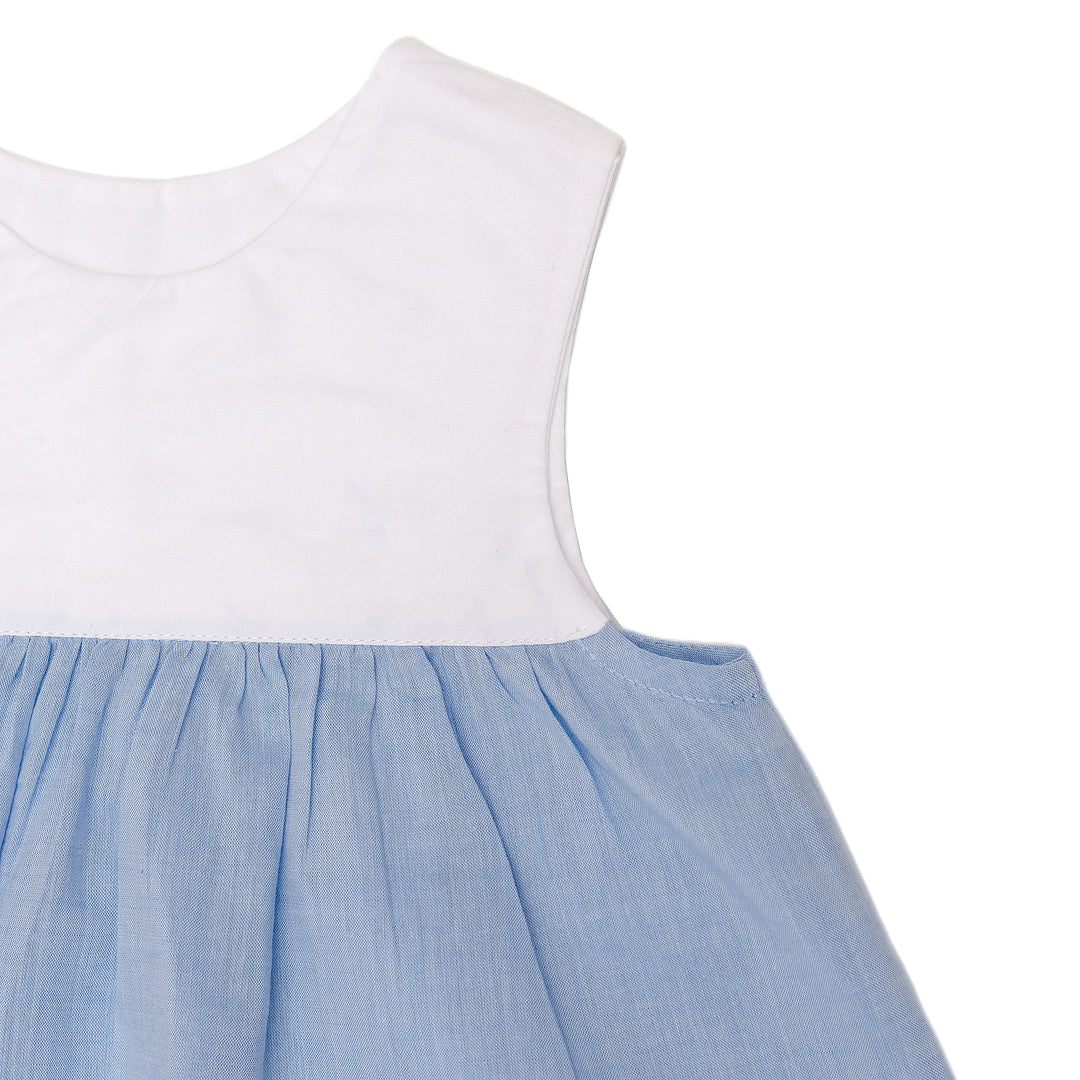 Contrast Yoke Dress – Baby Blue