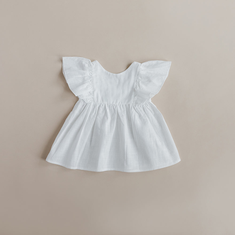 Butterfly Sleeve Dress - White
