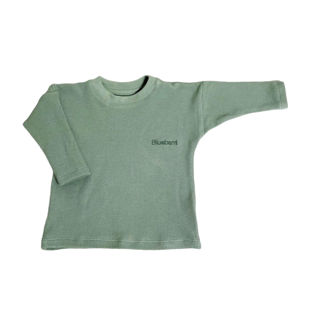 CHASER Sage Green Waffle-Knit Button-Accent Sleeve Women's Thermal Shirt  Large - AAA Polymer
