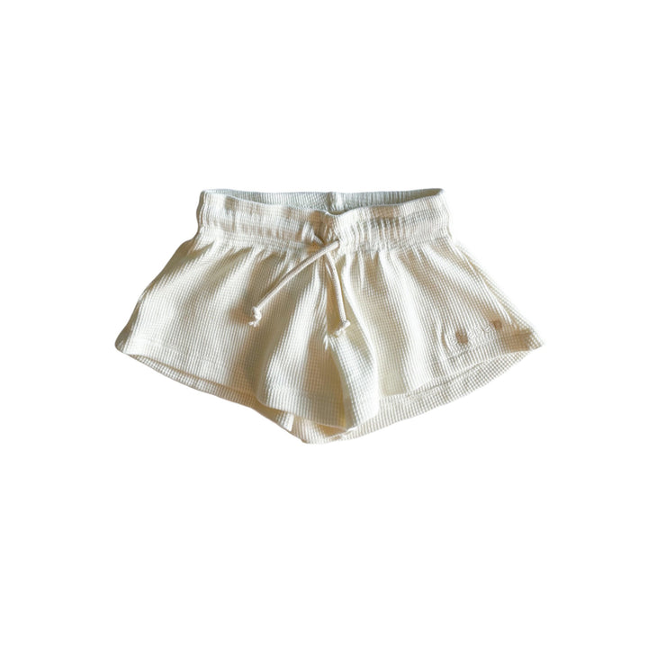 Waffle Flared Shorts - Antique White